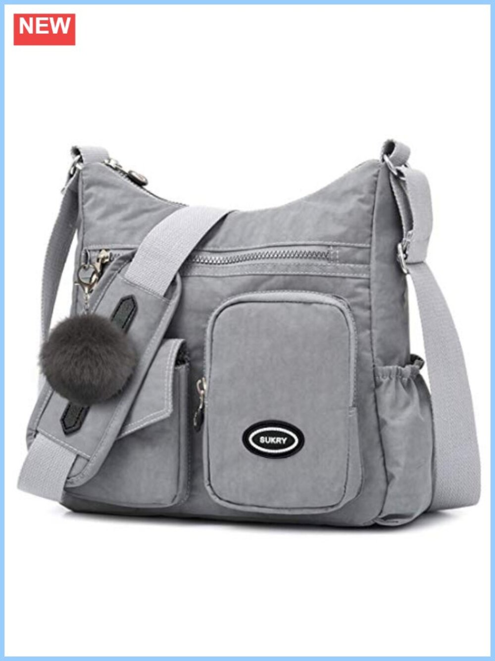 SUKRY Nylon Crossbody Bag Anti Theft RFID Waterproof Shoulder Travel Purse